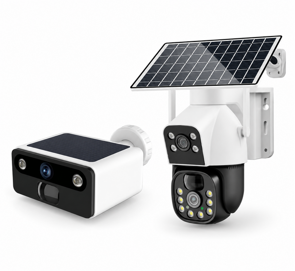 Compact integrated-panel and dual-lens PTZ 4G solar cameras